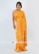 Chiffon Yellow And White Bandhani Saree